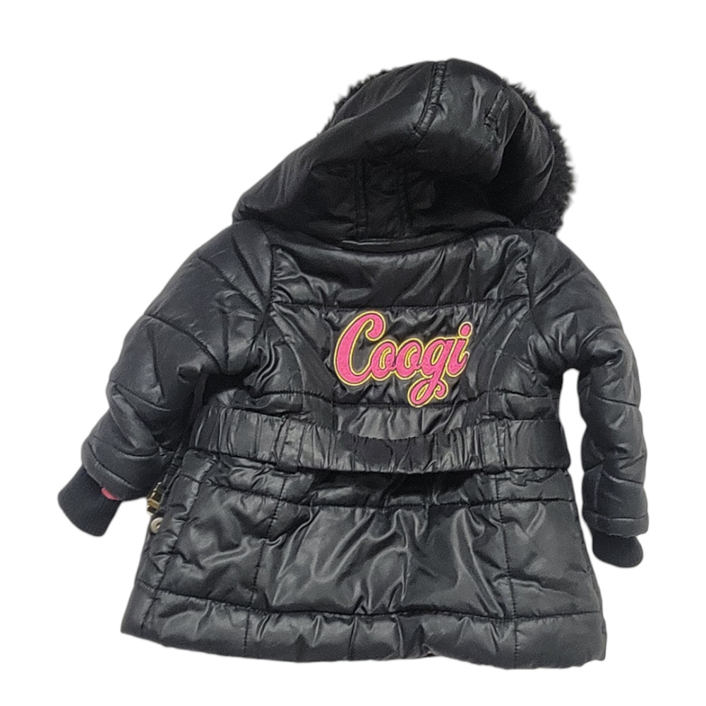 Coogi Girls Removable Hood Winter Coat Jacket Black Pink Lining Size 12 Month - Picture 2 of 9